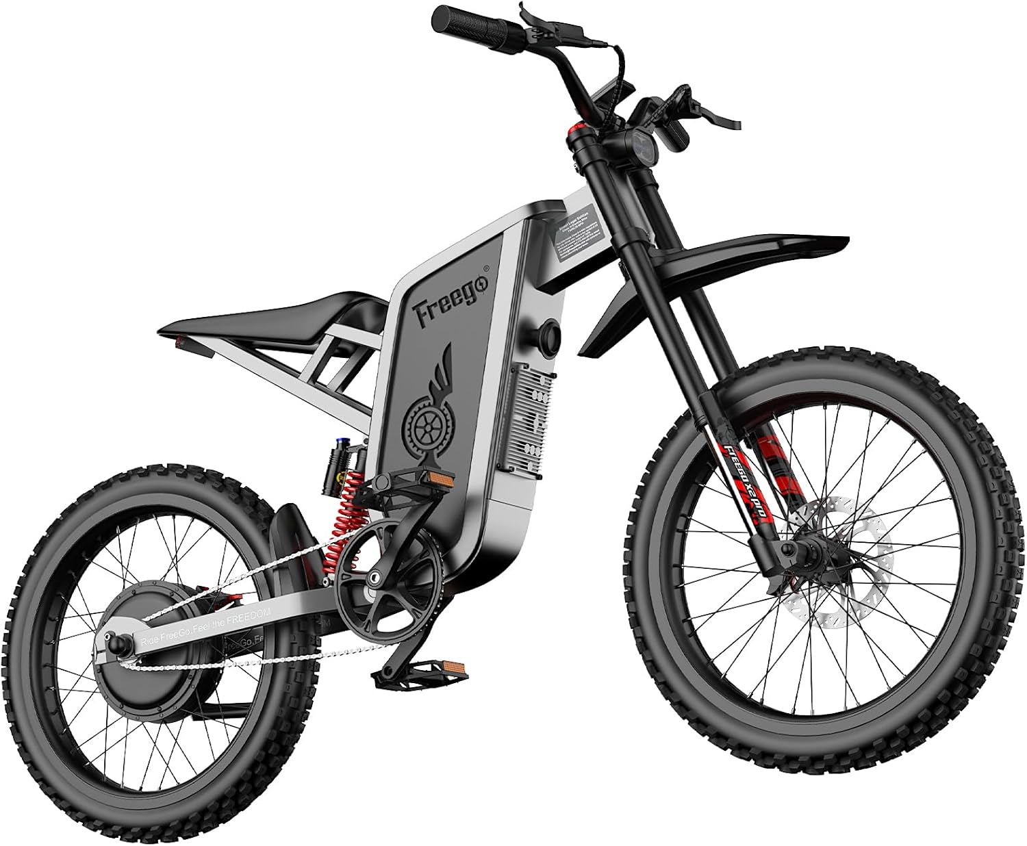 Freego Electric Dirt Bike Motorcycle for Adult Teens, 6000W(Peak) Motor,60V/30Ah Battery,50MPH Off Road Electric Bicycle, All-Terrain Dirt EBike, UL 2849 Certification Off-Road Bike