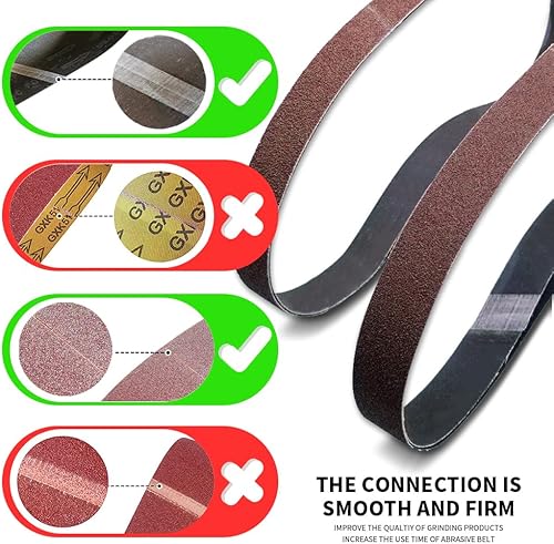 Miniatura 27 de Paquete de cinta de lijado de 3 x 18 pulgadas, 3 x 18 pulgadas, 12 unidades (4 de cada uno de 80, 120 y 150 granos), óxido de aluminio para lijadora