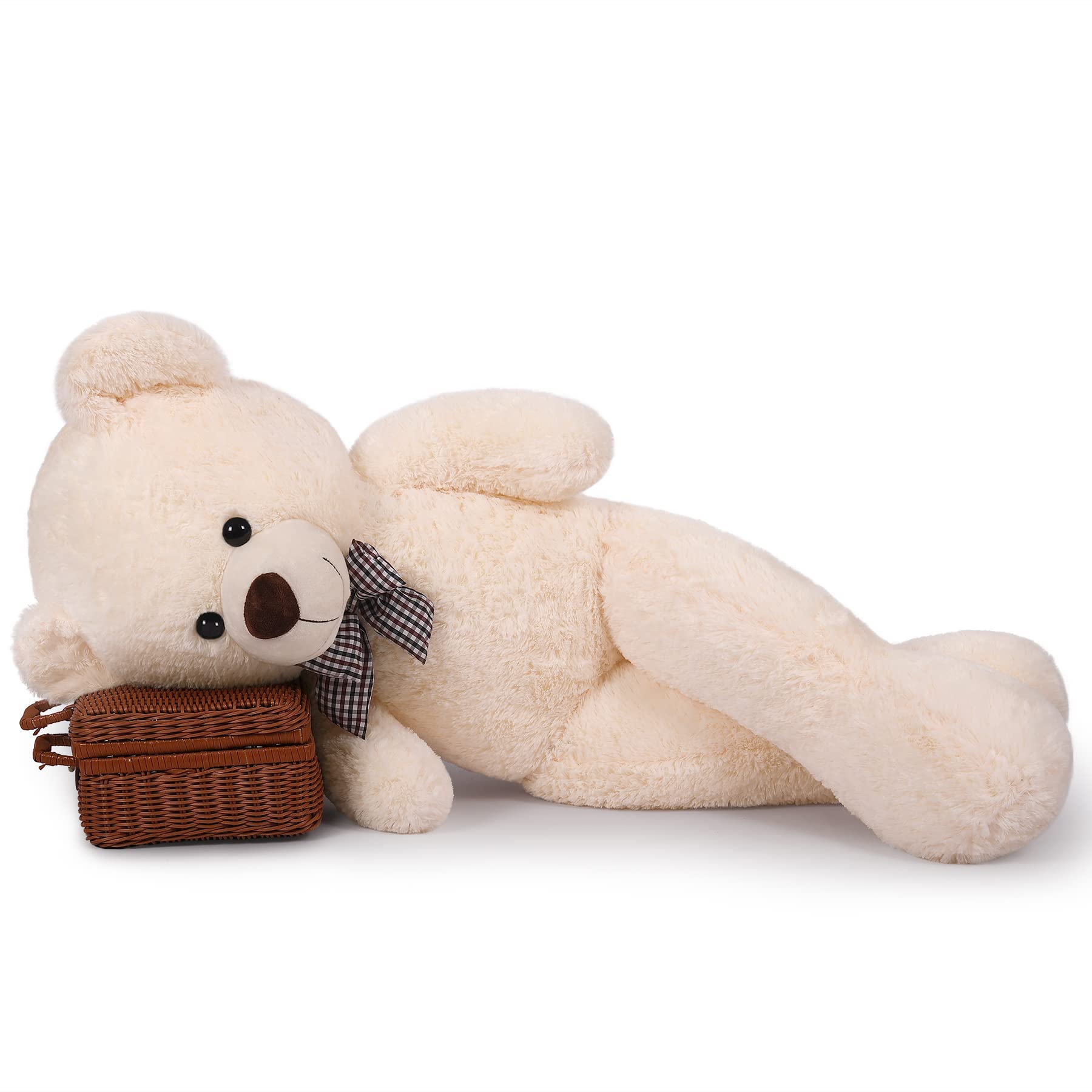 SNOWOLF XXL Teddybär 120cm Riesen Weiches Spielzeug groß Stofftier Plüschtier Plüschbär Kuschelbär Teddy Bär Geschenk (1.2m, Beige)