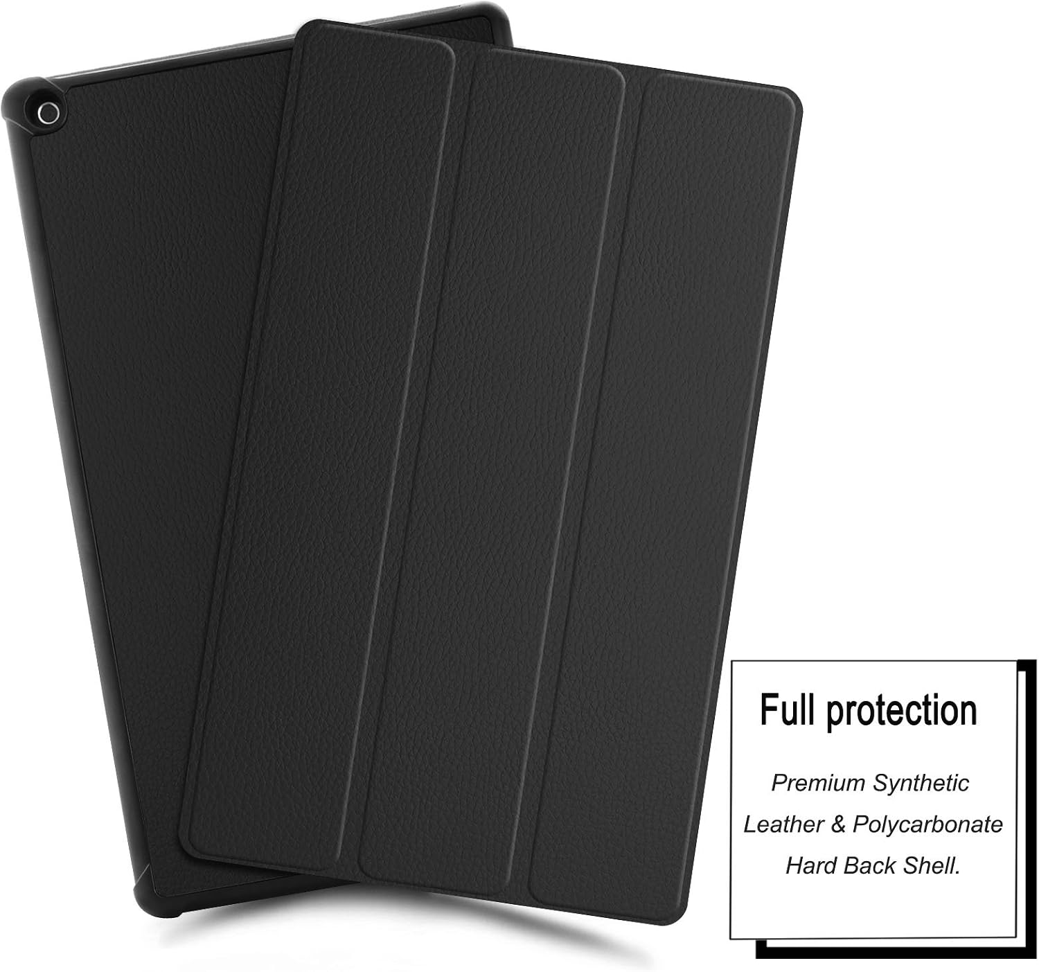 Infiland All-New Fire HD 10 2017 Case - Tri-Fold Ultra Slim Stand Smart Case Cover with Auto Sleep/Wake for All-New Amazon Fire HD 10 (7th Generation, 2017 Release), Black