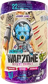 Warzone Rocket Energy – Pré-Treino em Pó | Under Labz, com Cafeína, Taurina e Beta-Alanina | Energia física e foco mental extremos – Sabor Intenso – 450g – 30 Porções (Único, GREEN BOMB)