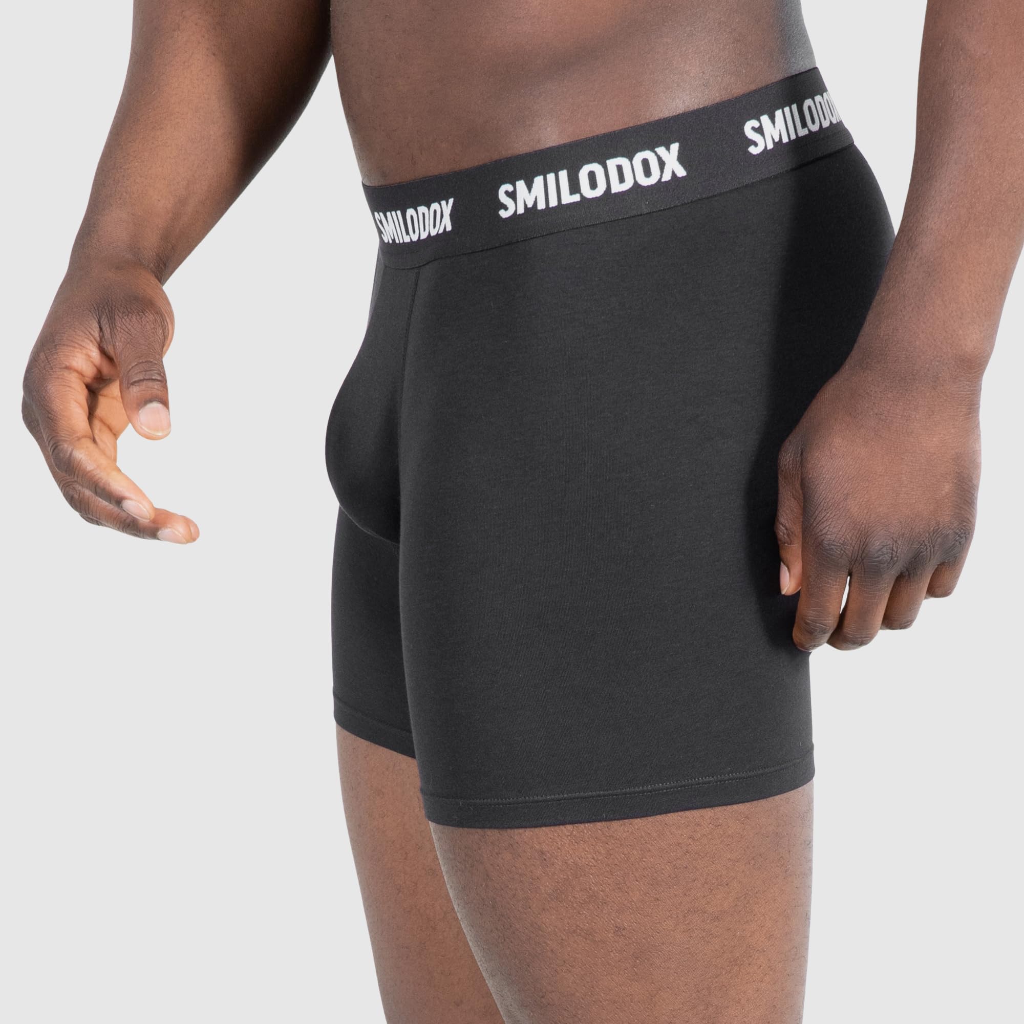 SMILODOX Herren Boxershorts 3er Set - Shaped Fit Unterhosen Männer mit Normalem Bund, Elastisch & Atmungsaktiv, Modalfasern, Mittellang, Logo Waistband - Männer Unterwäsche