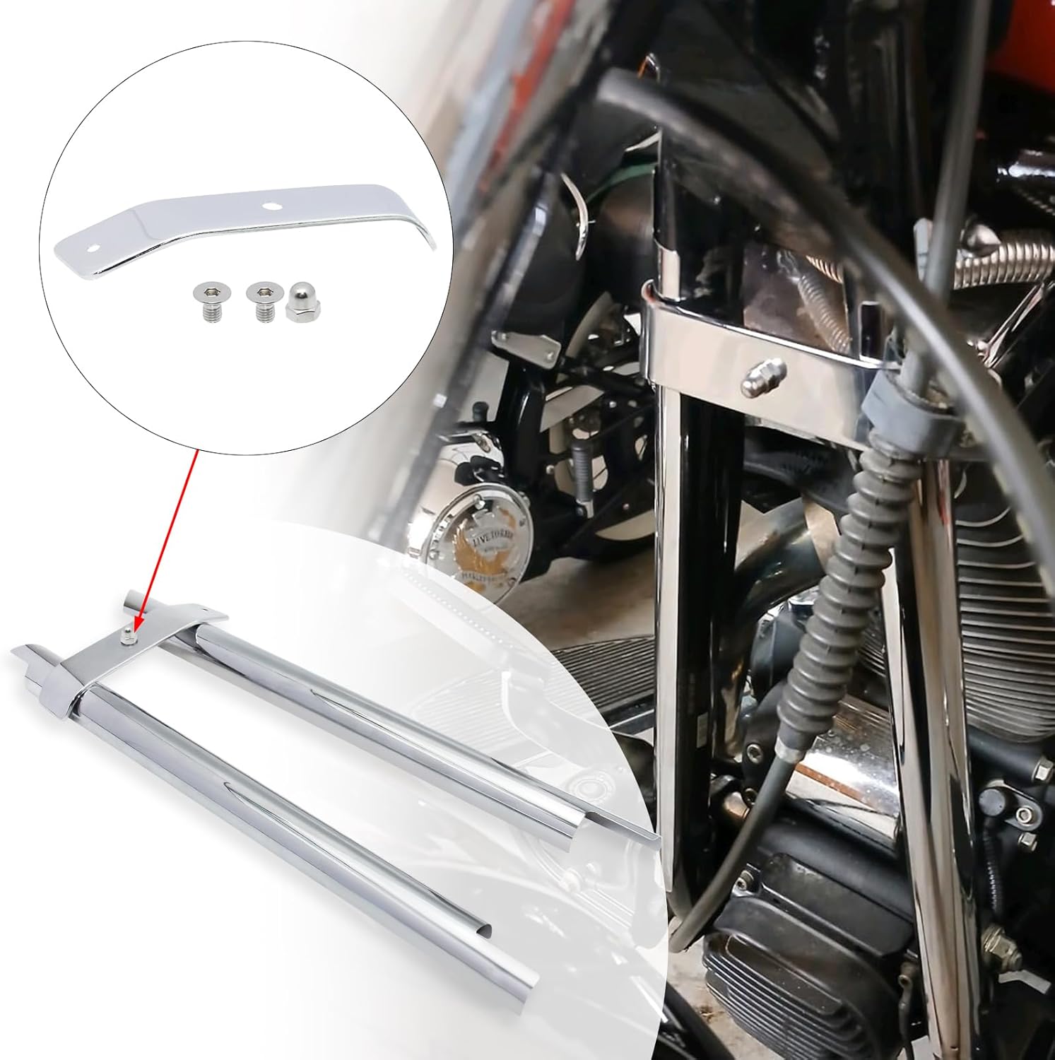 Front Frame Down Tube Covers for Harley Softail Fatboy Heritage Springer Deluxe FLSTN FLSTF FLST Twin Cam Models, Chrome