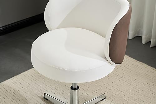 Miniatura 5 de VINGLI Bonita silla de escritorio giratoria pequeña, cómoda, sin ruedas, soporte lumbar ergonómico con respaldo bajo, para tocador, tecnología de