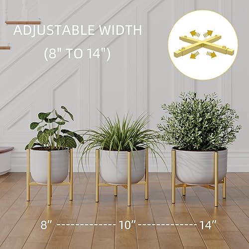 Miniatura 3 de Soporte de Metal Ajustable para Plantas de Interior, Soporte Moderno de Mediados de Siglo para Macetas de Exterior de 8 a 14 Pulgadas, Resistente