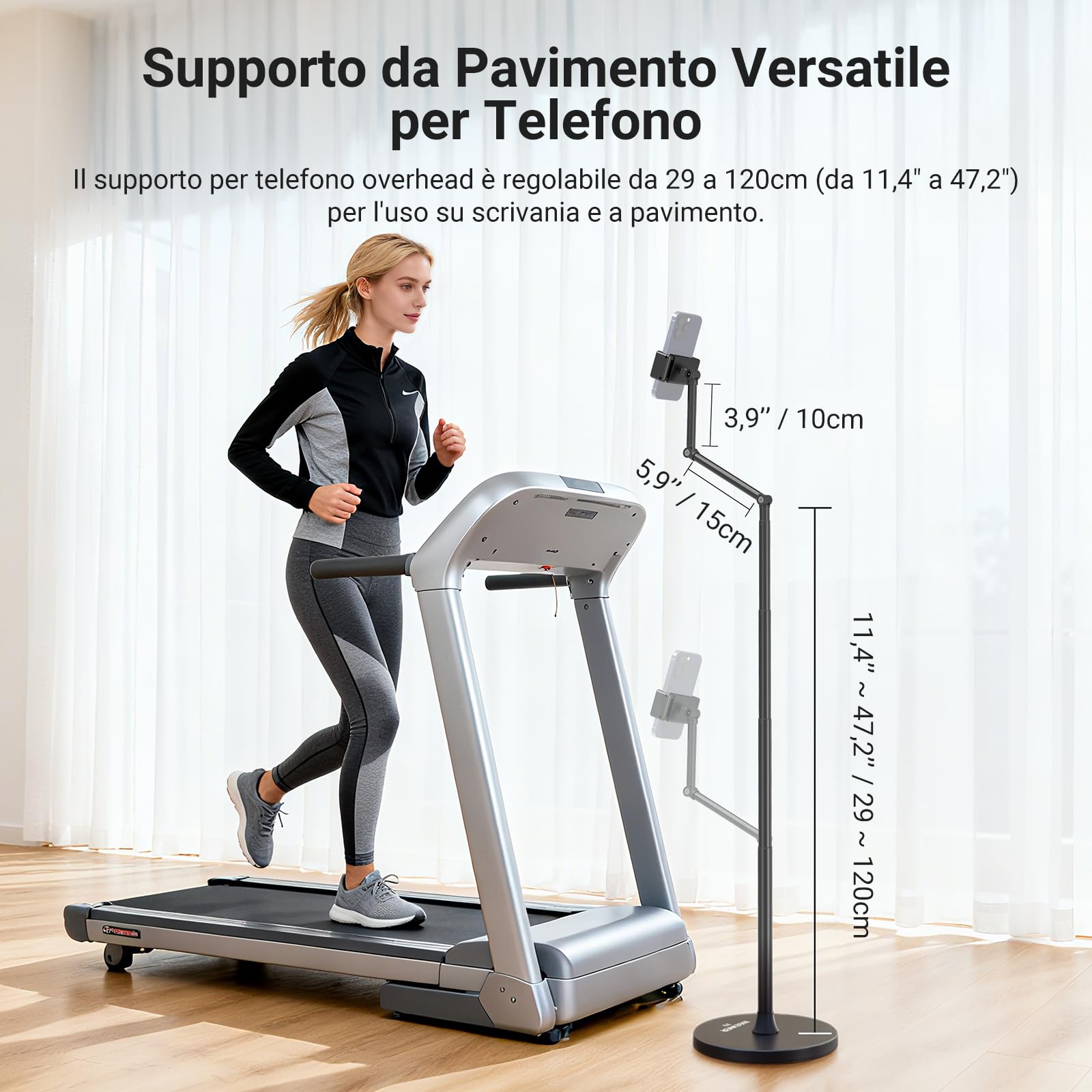 NEEWER ENTRY LEVEL VERSION Supporto per Telefono da Pavimento, Porta Cellulare Regolabile da Comodino Tavolo Ufficio, Phone Holder Compatibile con iPhone Samsung Android per Video, Base in Metallo, X9