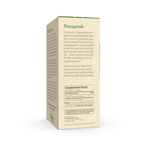 Miniatura 5 de Alvita Té de hierbas de fenogreco orgánico hecho con semillas de fenogreco orgánicas de primera calidad y sabor amargo suave 24 bolsas de té