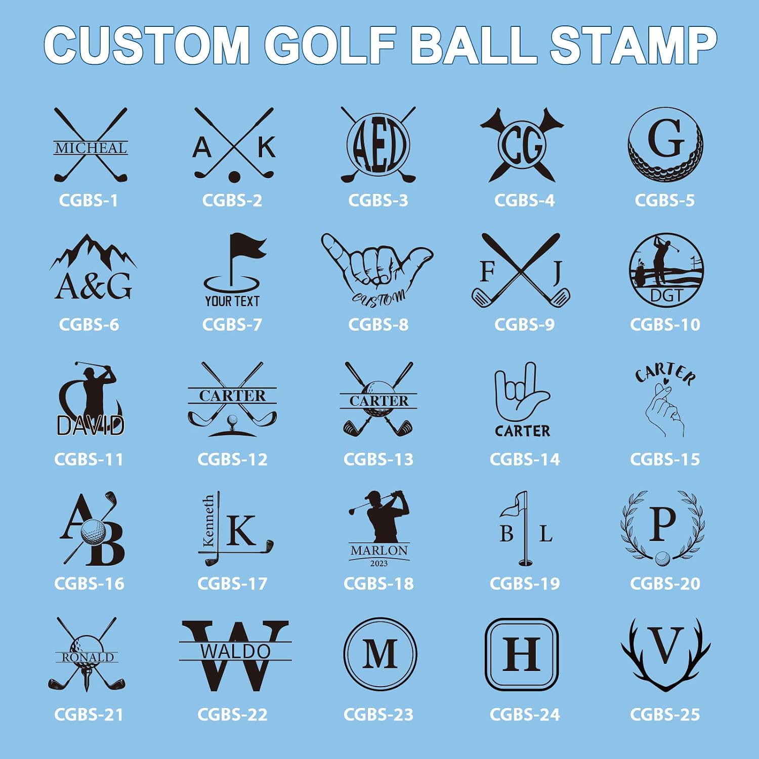 KAINSY Custom Golf Ball Stamp - Personalized Golf Ball Stamp - Golf Ball Stamp Markers with Logo Monogram - Waterproof Ink Customizable Golf Ball Stamp - Golf Accessories Gifts for Dad & Golfers