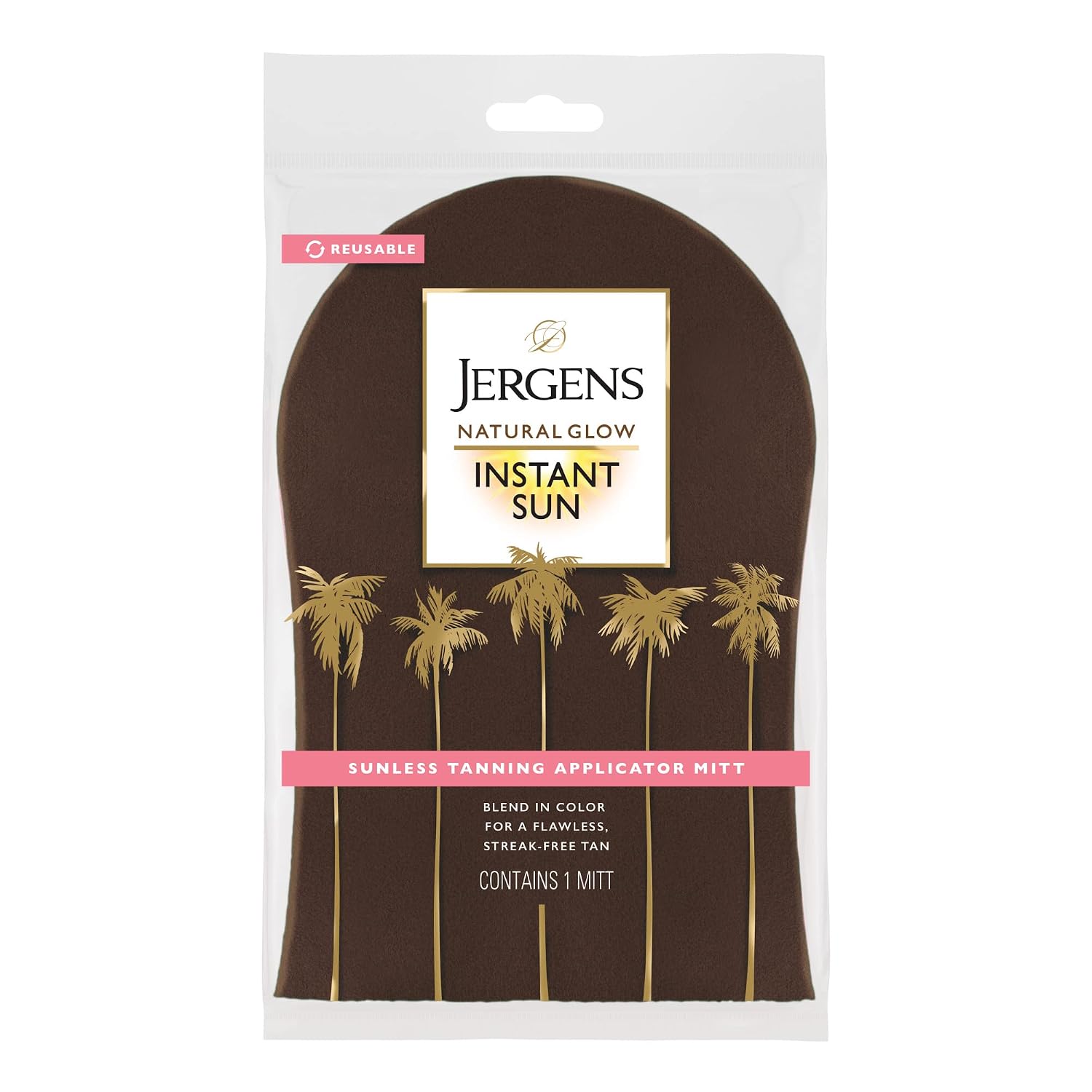 Jergens Natural Glow Body Applicator Mitt, Flawless, Streak-free Tanning Blender Glove, Reusable Tanning Mitt Protects Hands, Deep