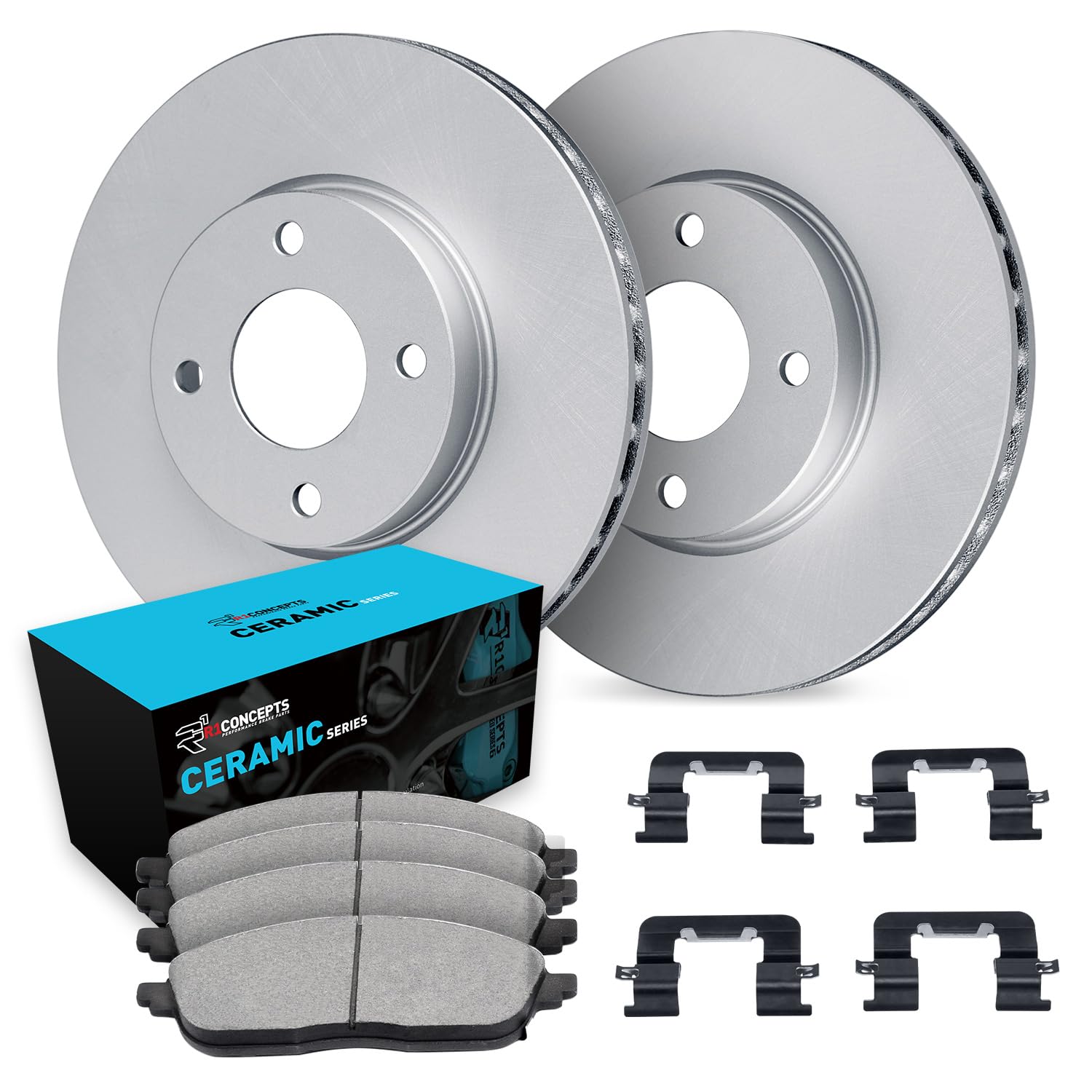 R1 Concepts Kit freni e rotori anteriori | Pastiglie freno anteriori| Rotori e pastiglie dei freni | Pastiglie e rotori in ceramica | Kit hardware WDWH1-31006