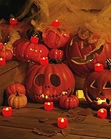 Vista 76 de Homemory - 24 velas de té negras, a pilas, duran más de 200 horas, sin llama, parpadeantes, falsas, eléctricas, LED, para Halloween, fiestas