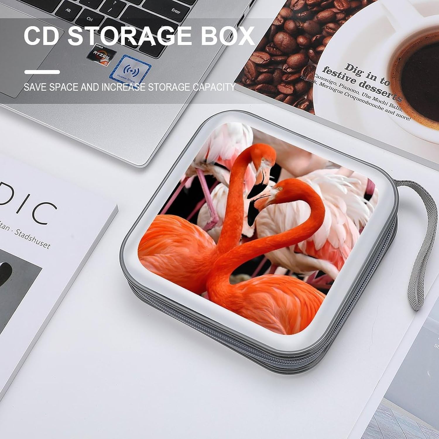 Flamingos Bird Protective CD Case Storage Rack 40 Capacity DVD Holder Organizer Car Travel