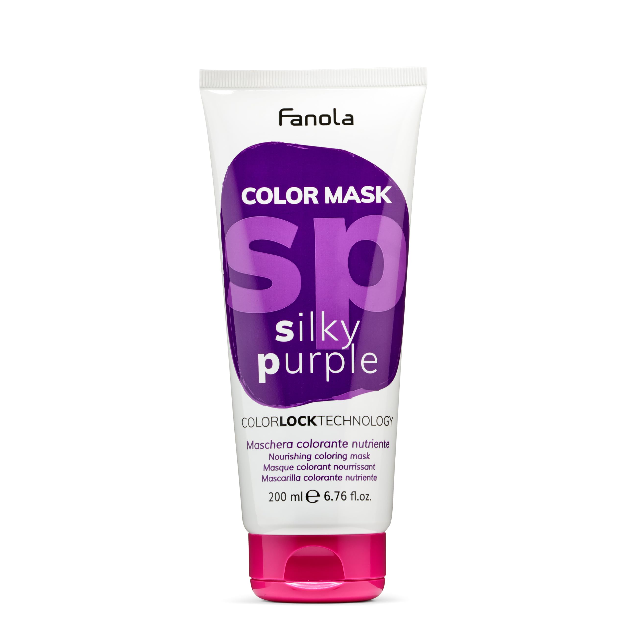 Fanola Nourishing Colour Mask, Nourishing and Conditioning Pigmented Hair Mask to Intensify Color and Temporarily Dye Hair, for Natural, Coloured and Bleached Hair, Silky Purple Shade, 200ml
