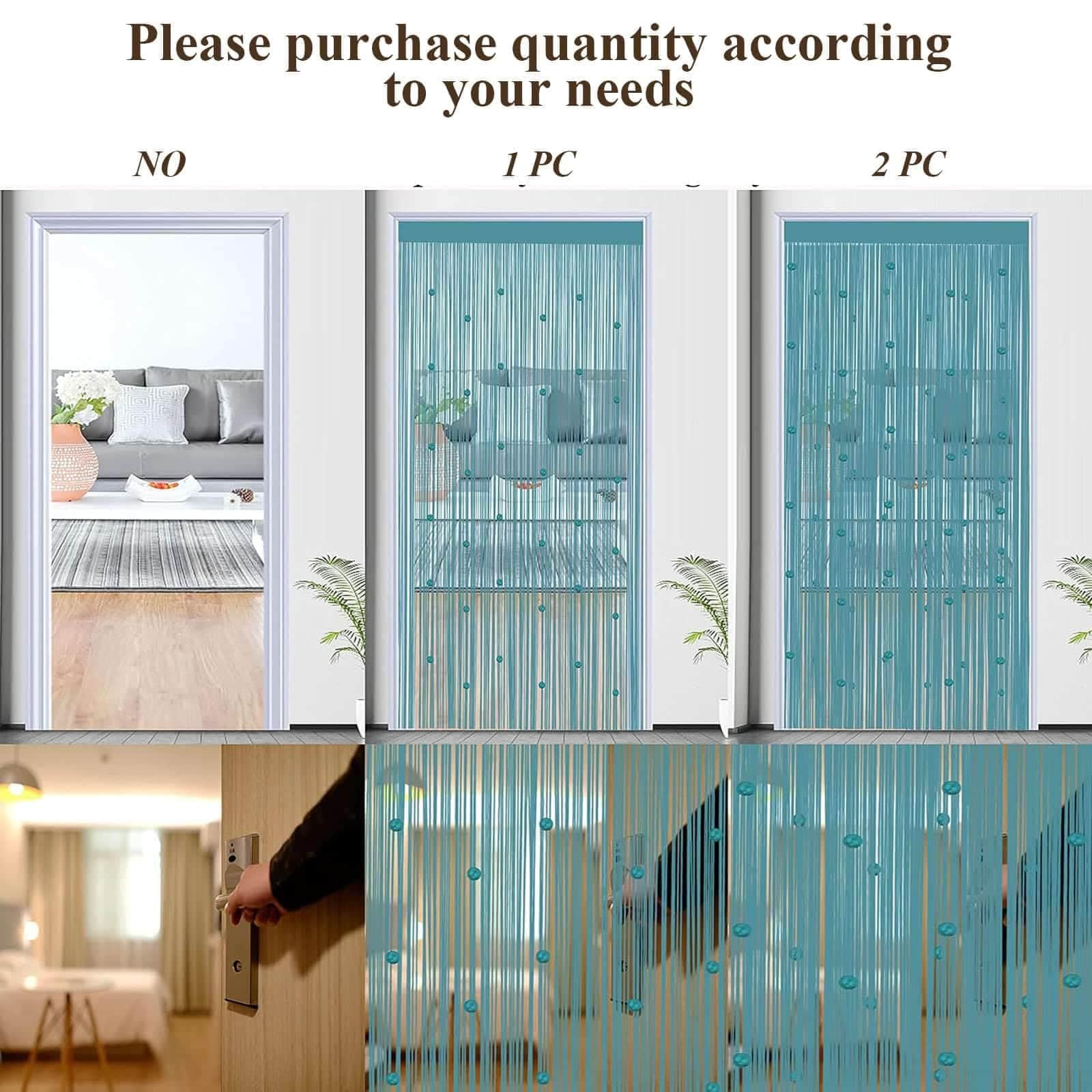 Lot de 2 rideaux de porte décoratifs à franges avec passe-tringle pour porte, séparateur de pièce, pour chambre à coucher et fêtes (beige, 100 x 200 cm)