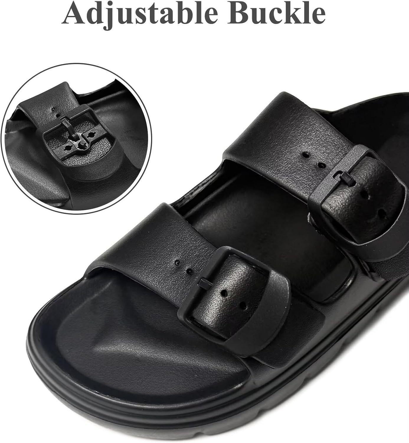 Haifago Womens Platform Sandals with Arch Support, Summer Beach Slides with Adjustable Buckle, Comfort Lightweight Chunky Cushion Slip on Sandal - Image 6