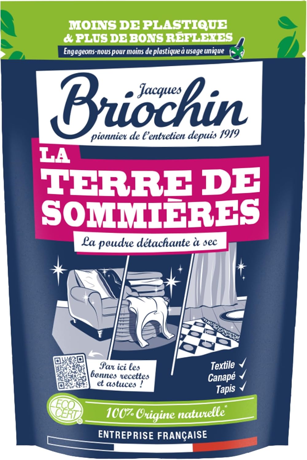 JACQUES Briochin Terre de Sommières - Authentic Dry Stain Remover - Highly Absorbent - Removes Stubborn Stain - 100% Natural Origin - Ecocert - Made in France - 300 g