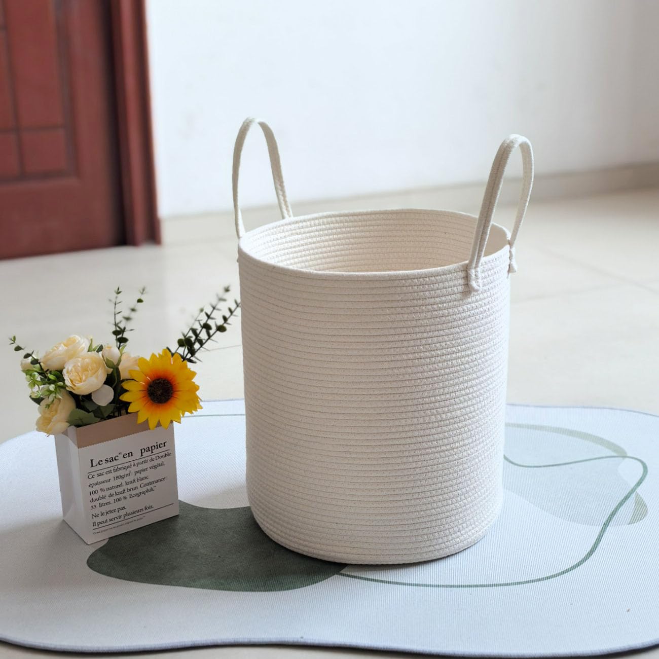 Laundry Basket, Blanket Basket for organizing Décor and Toys, Clothes Hamper, Perfect for Baby and Kids Room Nursery, Bedroom - Image 3