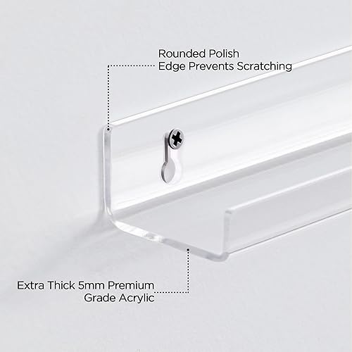 Miniatura 3 de HBlife Paquete de 8 estantes de vinilo para montaje en pared, soporte para discos de acrílico transparente de 12 pulgadas, estantes de exhibición de