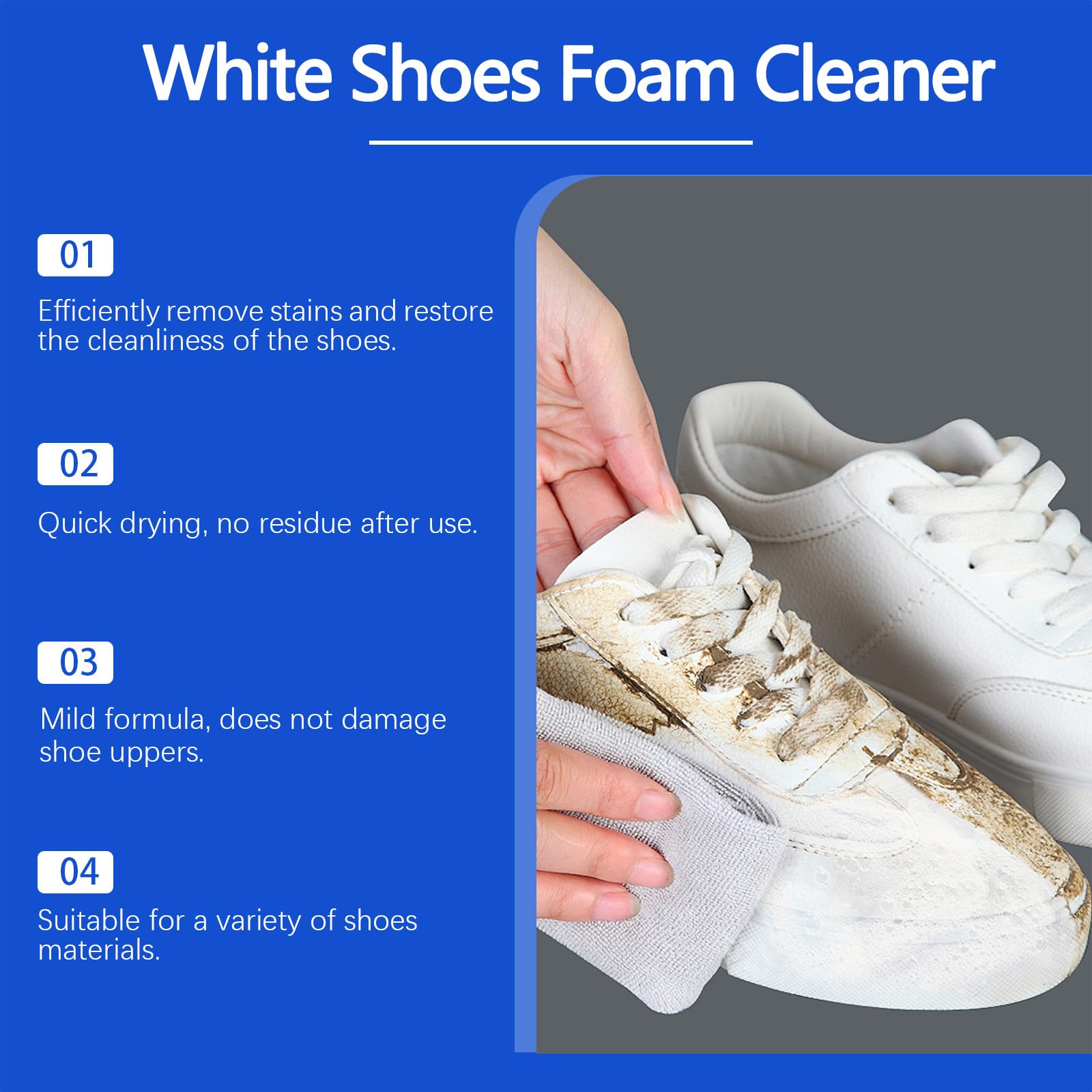 Detergente per scarpe bianche, detergente per scarpe bianche, smacchiatore per scarpe bianche, detergente per scarpe in schiuma, detergente per scarpe in schiuma senza risciacquo