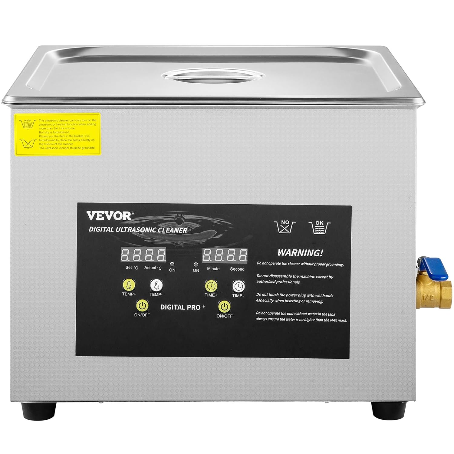VEVOR 15L Upgraded Ultrasonic Cleaner (600W Heater,360W Ultrasonic) Professional Digital Lab Ultrasonic Parts Cleaner with Heater Timer for Glass Dental Instruments Cleaning
