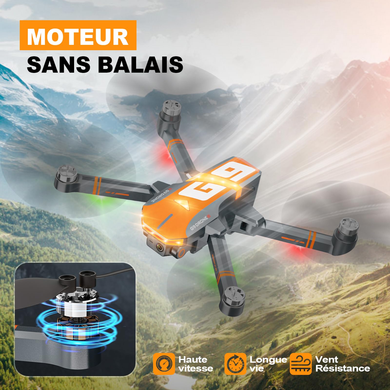 G9 GPS Drone avec Caméra 4K EIS, 45 Mins Vol, Moteur sans Balais, Retour Auto, Moins de 249g C0