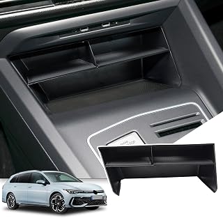 Center Console Insert Tray Compatible with Volkswagen Golf GTI R MK8 2022 2023 2024 Accessories, Center Console Secondary Storage Organizer for 2022-2024 Golf GTI R MK8, Black ABS Plastic