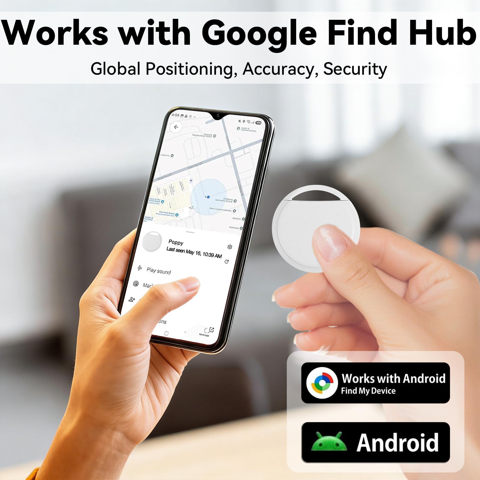 Android Air Tracker Tag 2 Pack, Luggage Smart Tag Compatible with Google Find Hub App, Item Finder for Key, Wallet, Suitcase, Backpack - 3