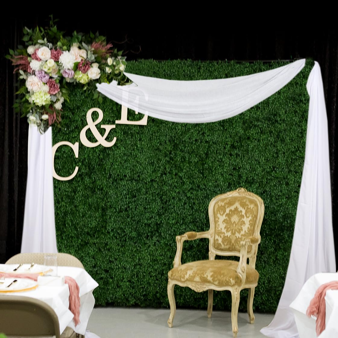 Vorhangstoff für Hochzeitsbögen, 6 m lang, Chiffon-Stoff, Vorhänge, 2 Paneele, weiße Chiffon-Vorhänge für romantische Hochzeitszeremonie, Empfang, Girlande, Chiffon-Stoff für Party, Zeremonie, Bogen