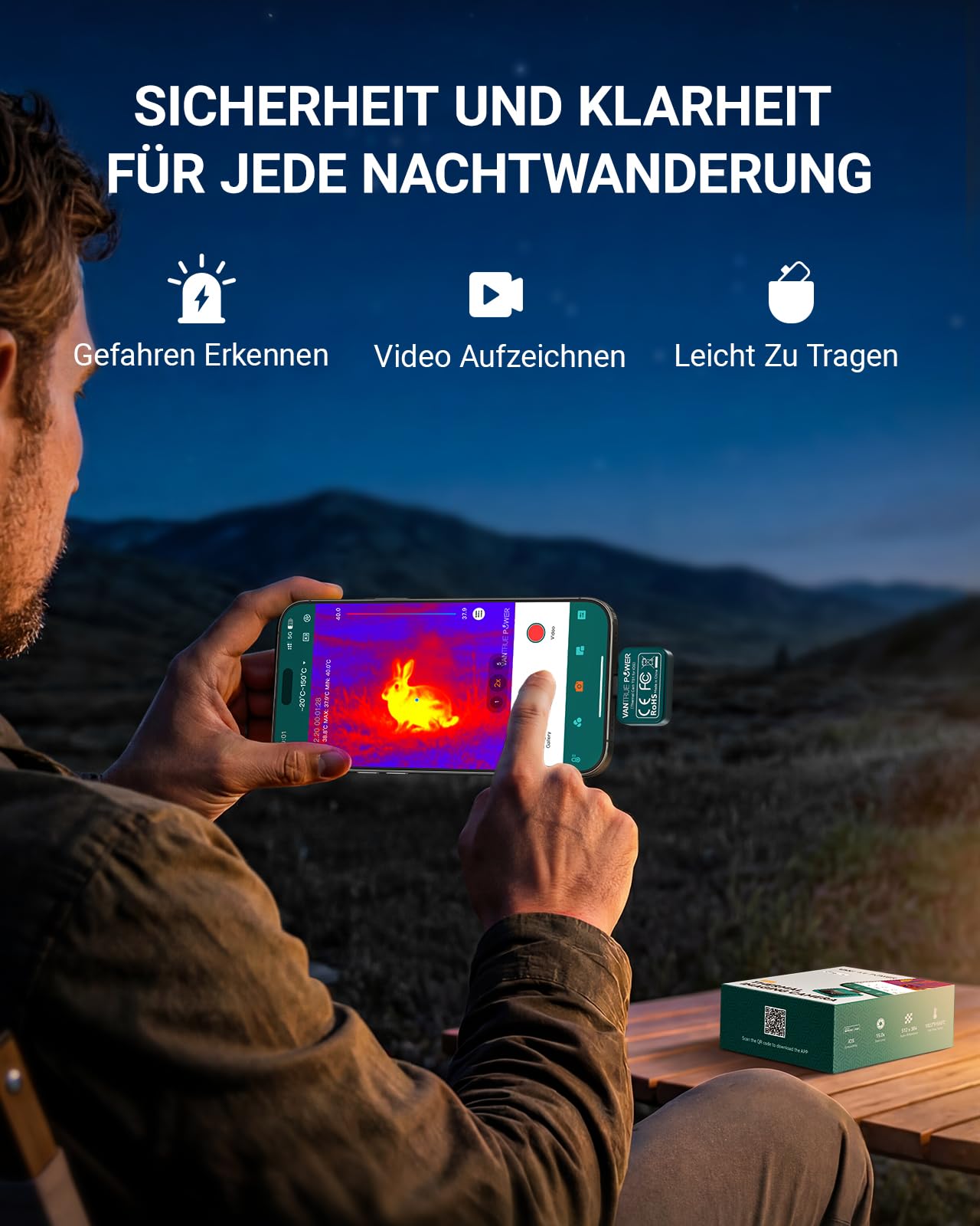 TS1 Wärmebildkamera Thermal für iOS iPhone iPad, Infrarotkamera Wärmebildkameras mit 512×384 Superauflösung Infrarot Kamera mit USB-C, -20°C bis 550°C, Haus-Inspektion 15x Zoom