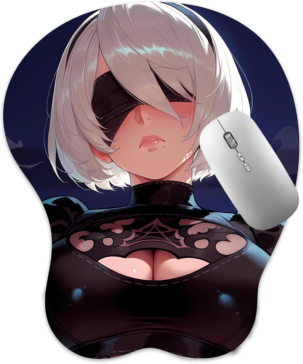 3D Mouse Pad, Oppai Mousepad with Soft Gel Wrist Rest Anime Manga Gaming Boob pad Anti-Slip Mouse Mat, 2 B