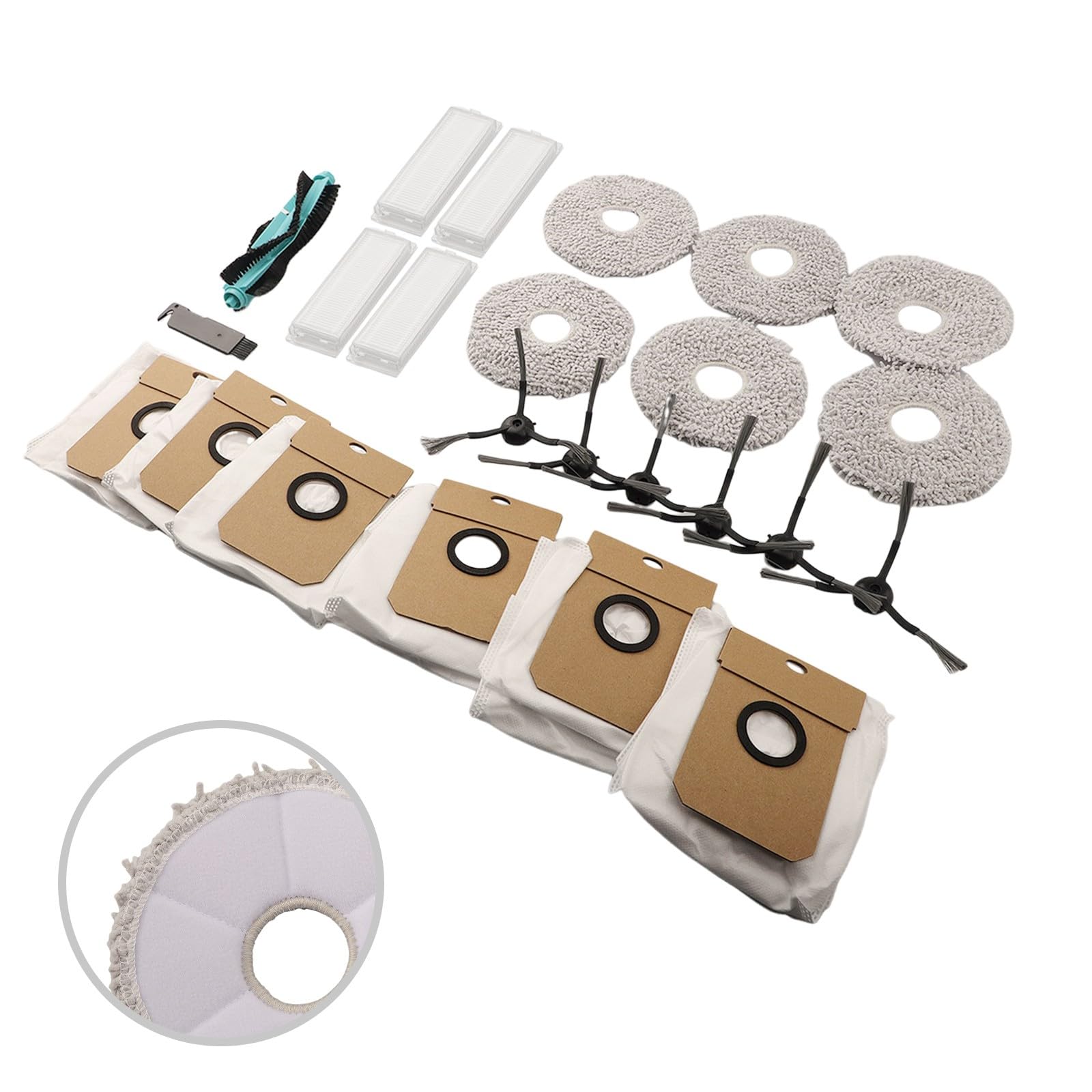 Whychstore Kit spazzola a rullo laterale e panno mocio, compatibile con robot aspirapolvere Cecotec Conga 11090, 16 pezzi di ricambio con filtri e sacchetti