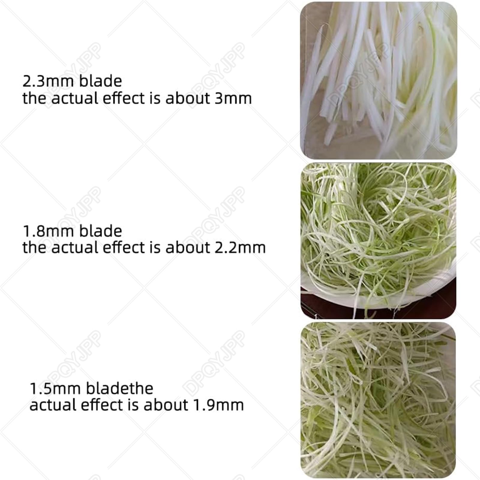 Trituratore elettrico per verdure con 3 lame da 1,5/1,8/2,3 mm, apertura di alimentazione da 5 cm, interruttore di sicurezza, a basso rumore, in acciaio inox, per germogli di aglio, peperoncino, uso