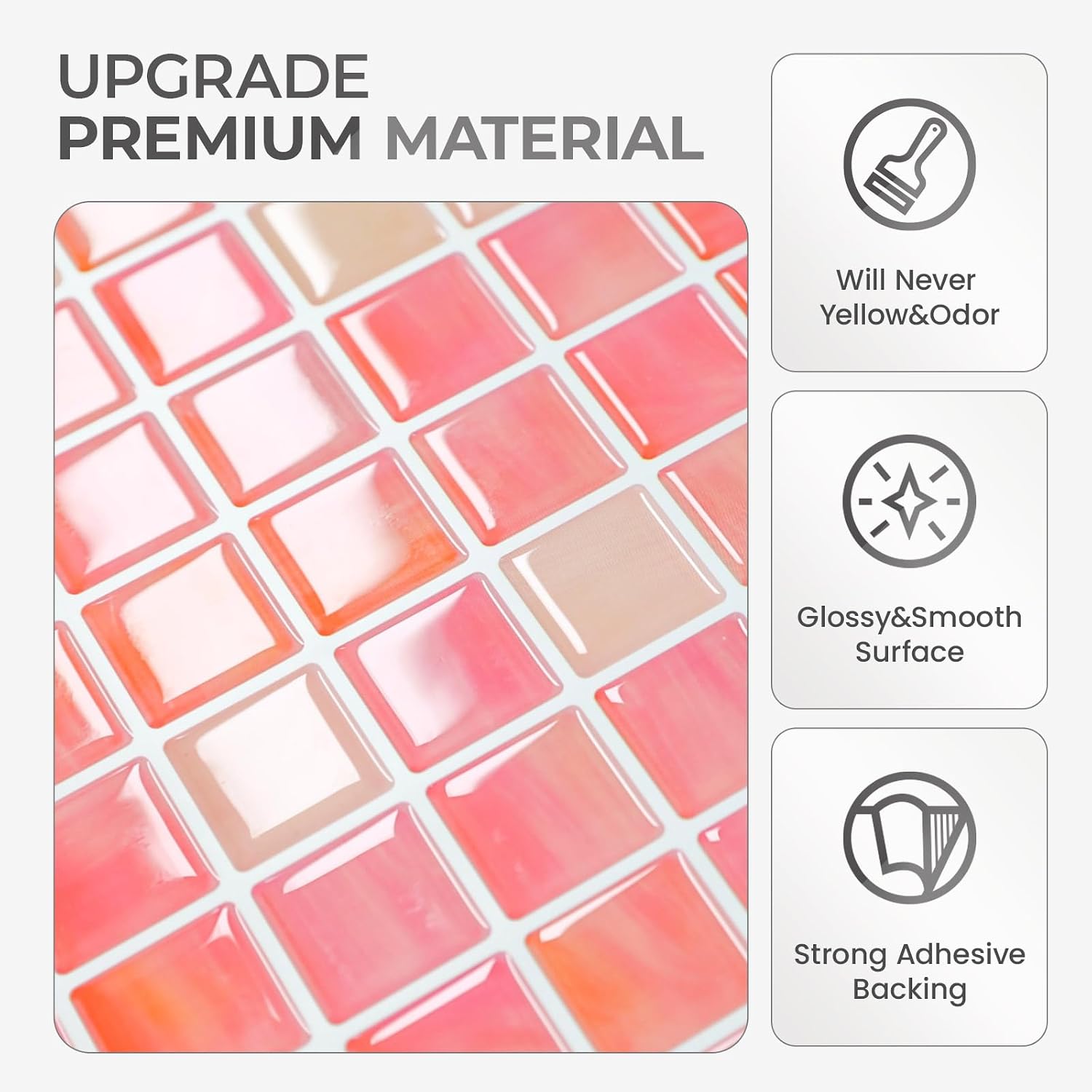5 Pcs Peel and Stick Backsplash, Adhesive Wall Tiles-Pink Diamond
