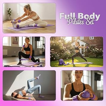 Pilates Premium Full Set 23 pcs Pilates Equipment with Wrist Weights Pilates Essential Kit Yoga Kit Pilates Ring Mini Yoga Ball Resistance Bands Core Sliders Gift for Women