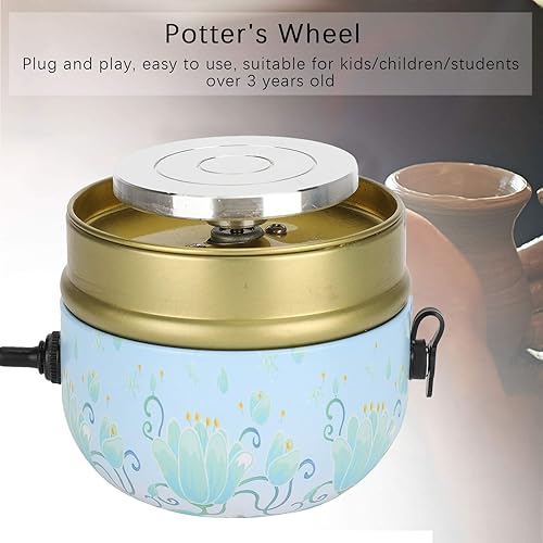 Miniatura 4 de Mini rueda de cerámica, mini kit de cerámica de bricolaje, rueda de cerámica pequeña eléctrica con bandeja, máquina de cerámica eléctrica para
