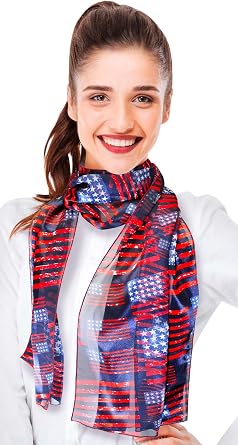 CBC Crown Patriotic USA Flag American Flag Star Scarf Fashion Novelty Scarves 13"x 60" or 35" x 35"