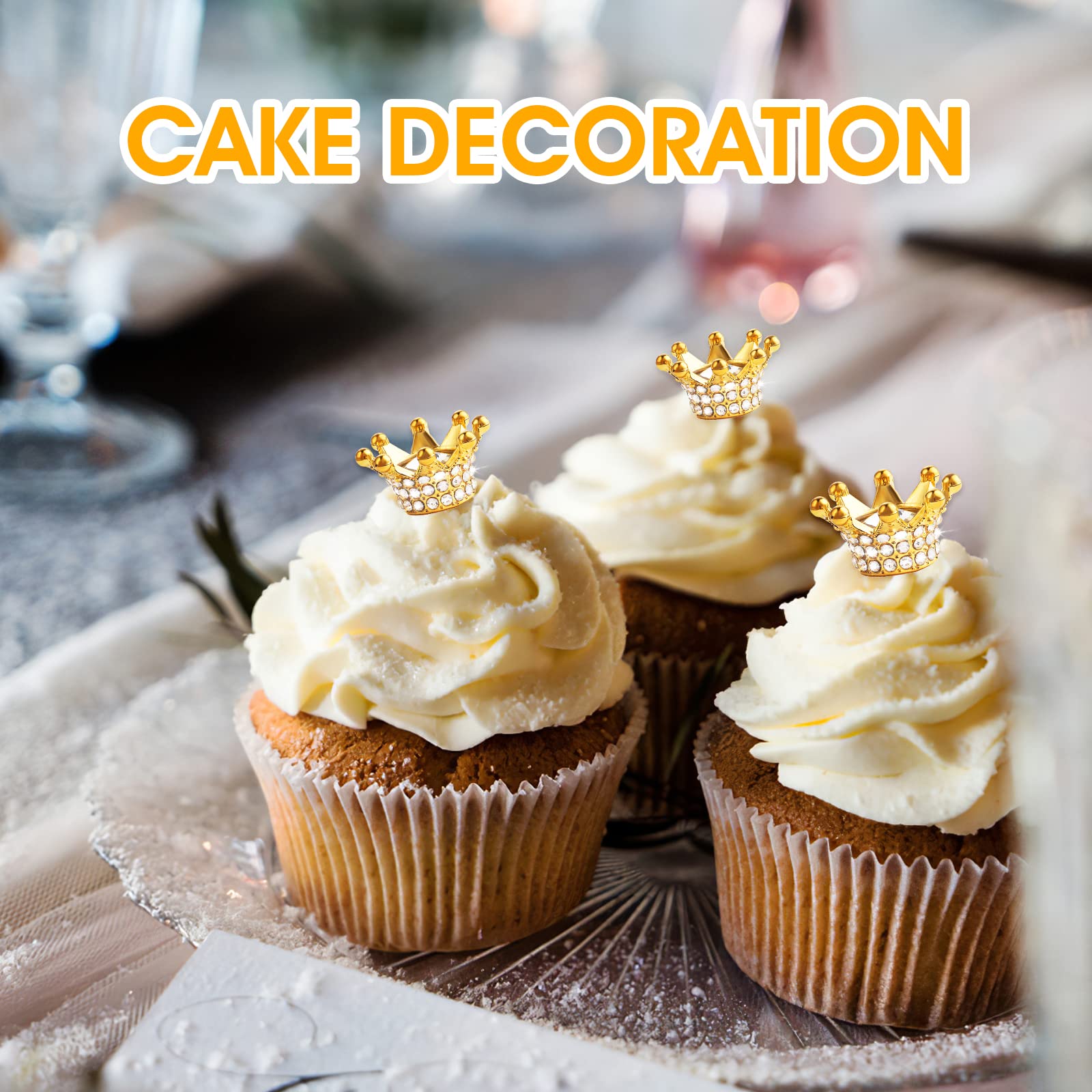 12 Mini-Kronen Als Kuchen-Deko – Wiederverwendbare Cake Topper Aus Metall Mit Strass, Ca. 1,35 X 2 Cm