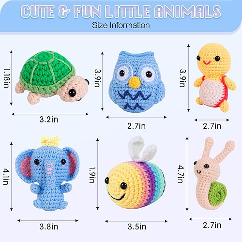 Miniatura 3 de Kit de 6 piezas de ganchillo para principiantes, paquete de inicio de tejido para adultos y niños, kits de animales de ganchillo Amigurumi con