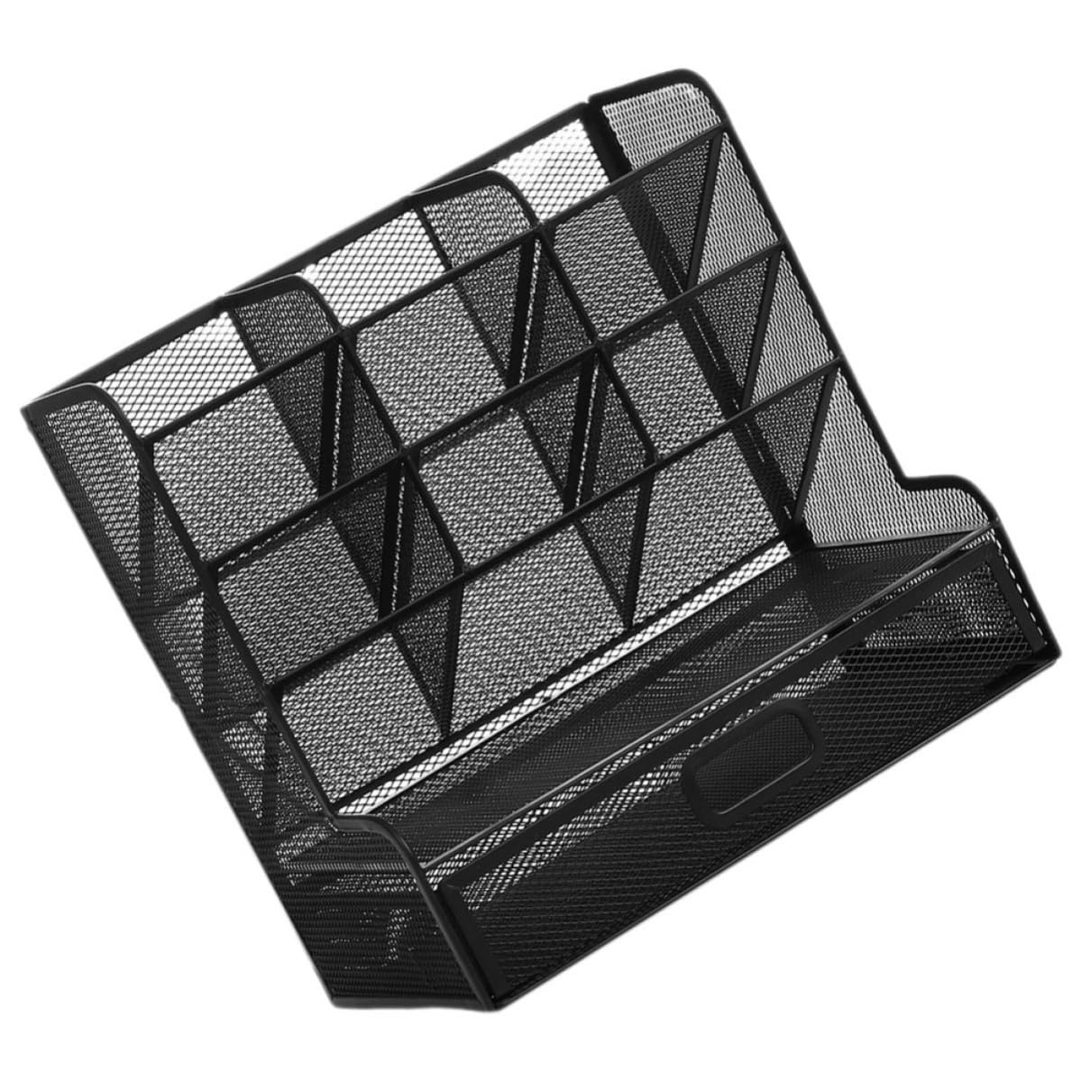 BETOOKY Metall mit Glatten Kanten und Leicht zu Reinigen mit Stiftehalter Mehreren Fächern Stabiler Schreibtisch Organizer in Schwarz für Klassenzimmer und Küche