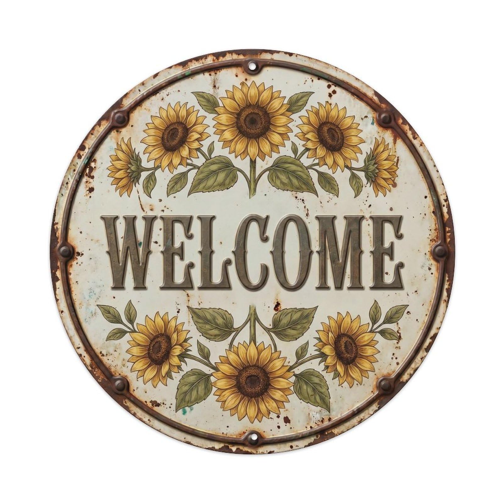 Botanical Floral Greeting Label Welcome Sunflower Metal Tin Sign