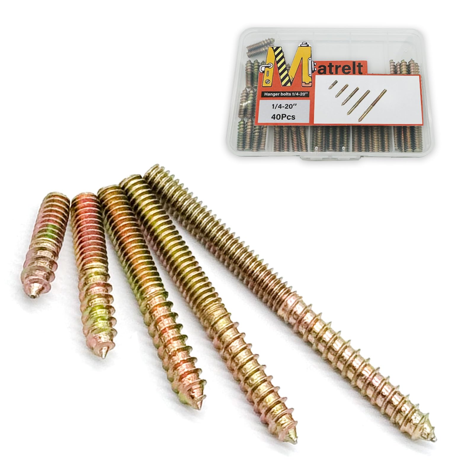 41 Pack Hanger Bolts - 1/4-20" Wood Screws & Driver -20