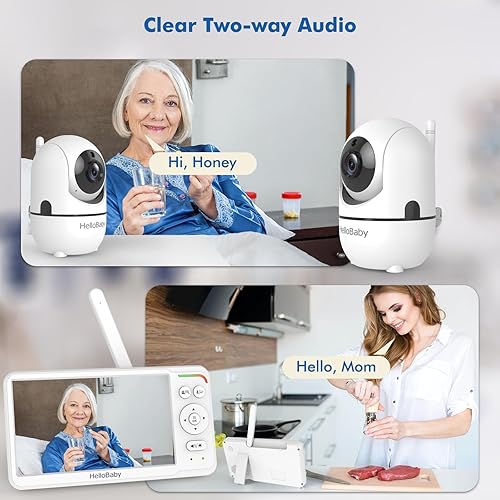 Miniatura 8 de HelloBaby - Monitor de bebé de 6 pulgadas, primera pantalla IPS del mundo, batería de 30 horas, seguro sin WiFi, cámara de video panorámica con