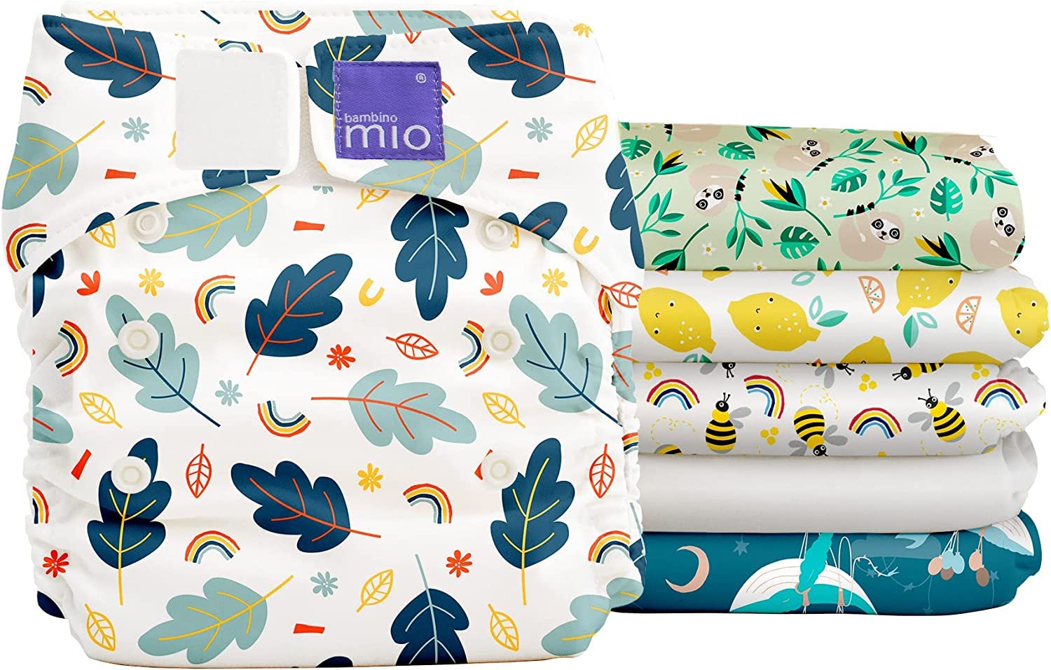 Bambino Mio Miosoft - Pack Couches Lavables Tout-en-Un Taille Unique Mix Motifs - Naissance à Propreté