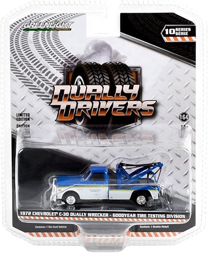 Greenlight 46100-B Dually Drivers Series 10-1972 Chevy C-30 Dually Wrecker - División de Pruebas de Neumáticos Escala 164 Diecast