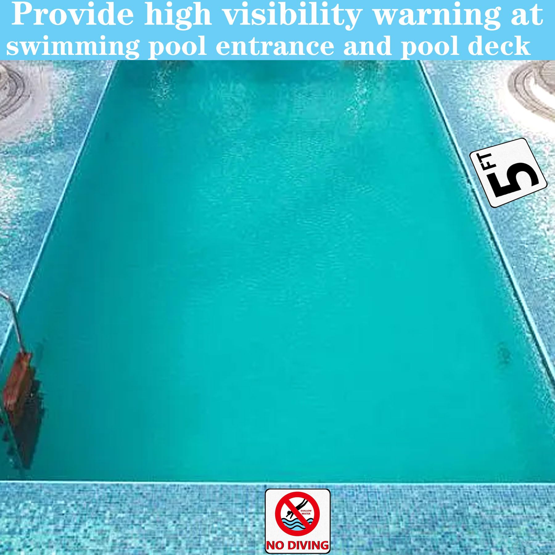 Pool Depth Markers Reviews 6-Pack Pool Depth Stickers – No Diving Signs ...