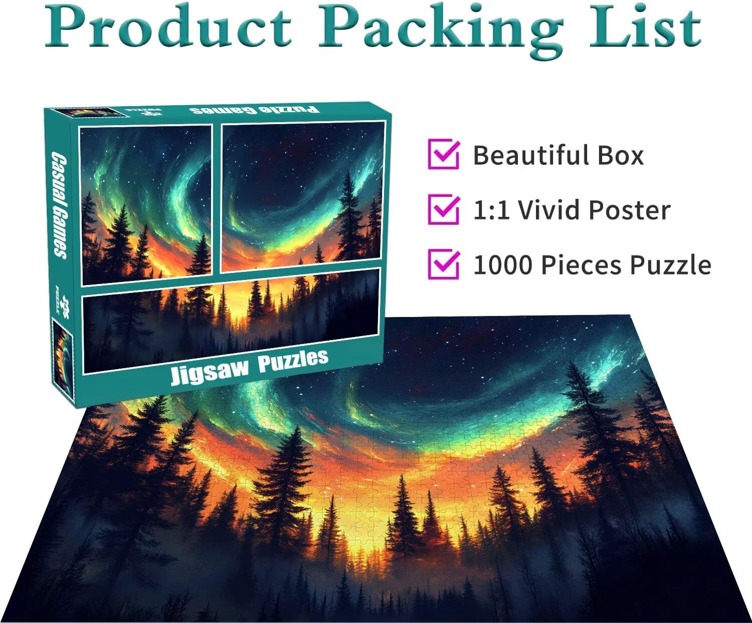 Aurora Puzzle für Erwachsene Kinder Anspruchsvoll 5000 Teile Impossible Klassische Puzzles Schwer Sternenhimmel ab 8 9 10 Jahre für Mädchen Jungen Jigsaw Kunst Educa, für Geschenke 105x156cm t-375