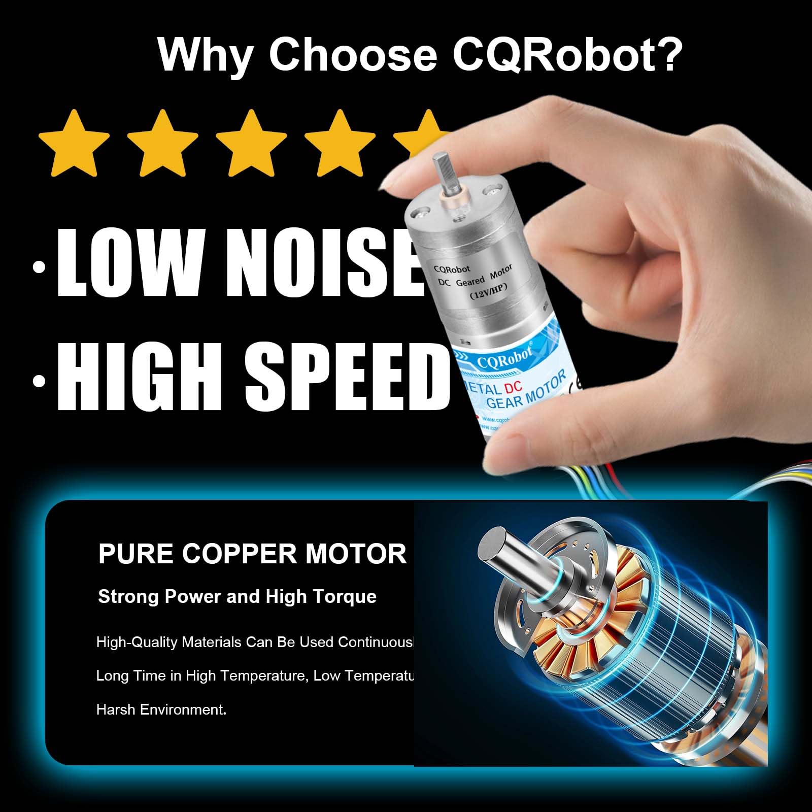 CQRobot 98.78:1 HP Metal DC Geared-Down Motor 25Dx68.5L mm 11W/12V with 48 CPR Encoder and Fix Bracket. 100 RPM/21 kg.cm (292 oz.in), D-Shaped Output Shaft 4 mm/12.5 mm (Diameter/Length).