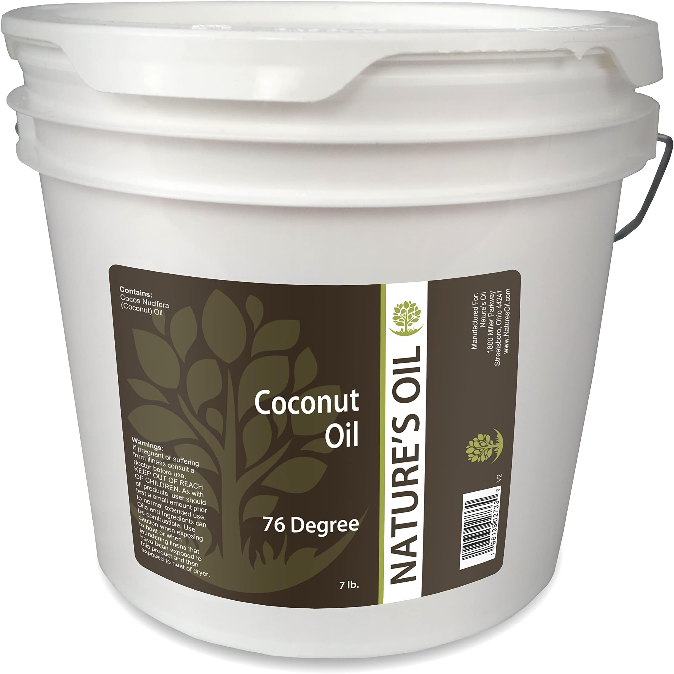 Nature's Oil Coconut 76 Degree, Naturally Refined, 7lbs (1 Gallon)