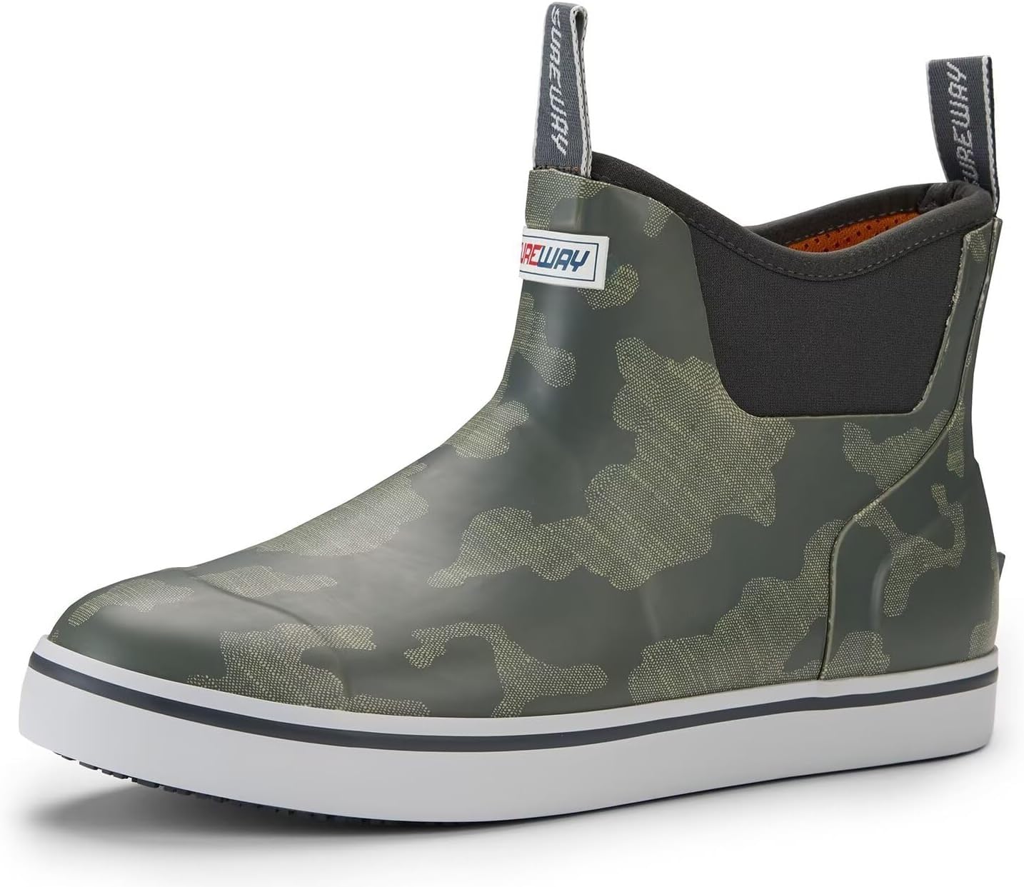 SUREWAY Men's Ankle Fishing Deck Boots for Men-Waterproof,Professional Non-Slip Soles for Wet Slippery Surface,Neoprene Rubber Rain Boot/Shoes for