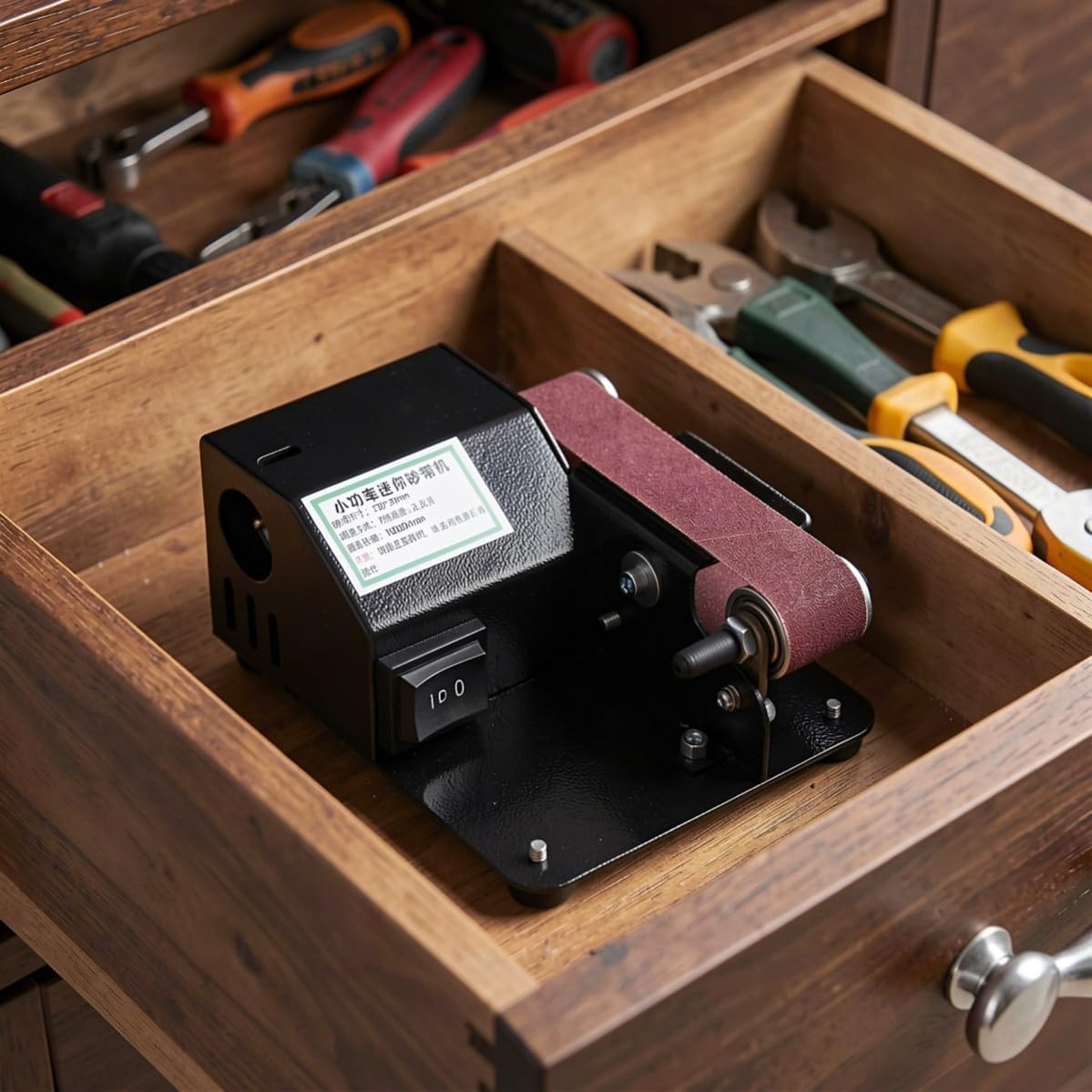 Mini Electric Belt Sander for Home Workshop Sanding and Rust Removal
